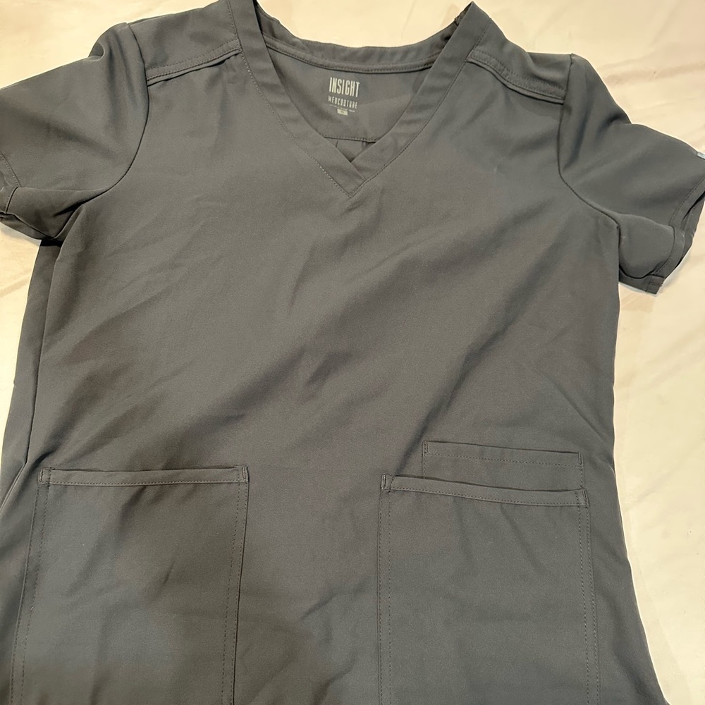 Insight Gray V-Neck Scrub Top